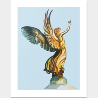 Golden Watercolor Angel Posters and Art